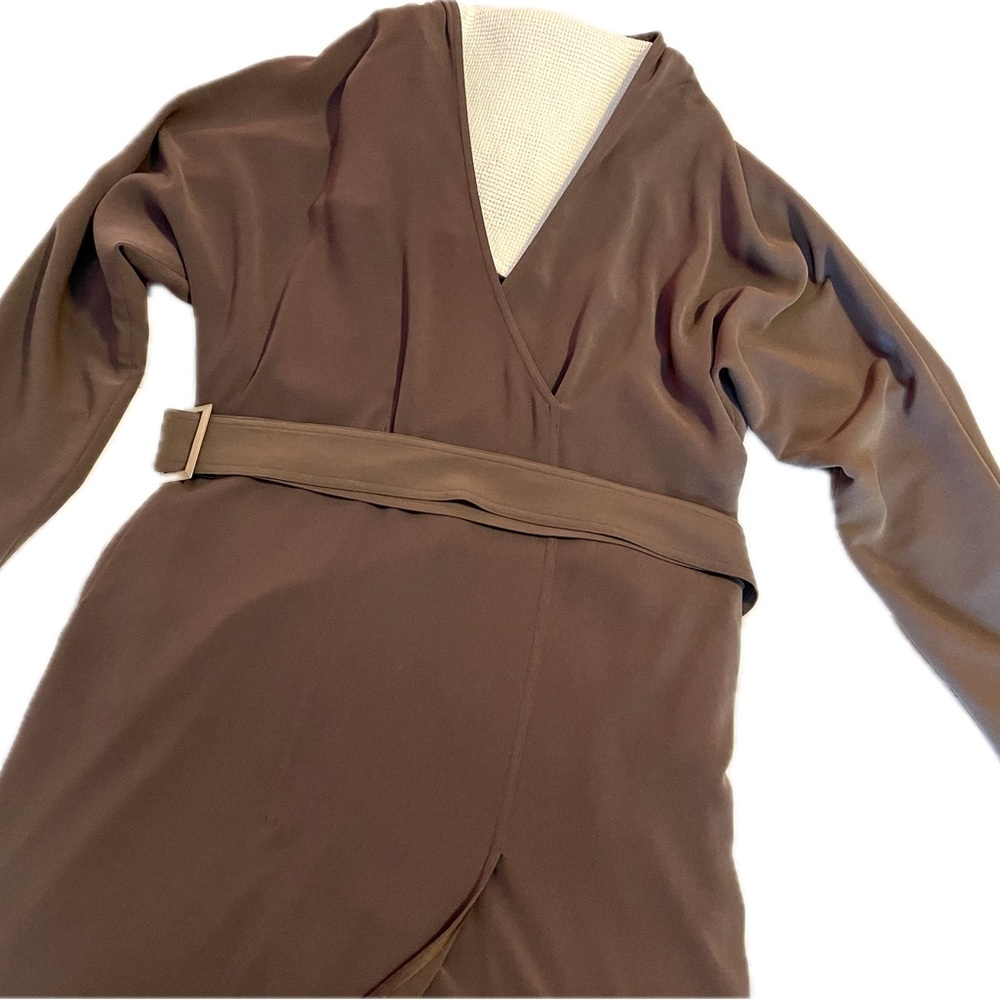 St John Brown V-Neck Belted Dress